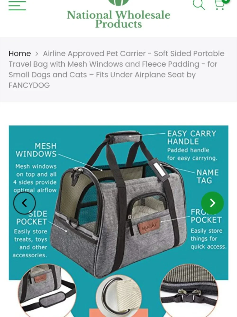 Pet carrier for small dogs/cats